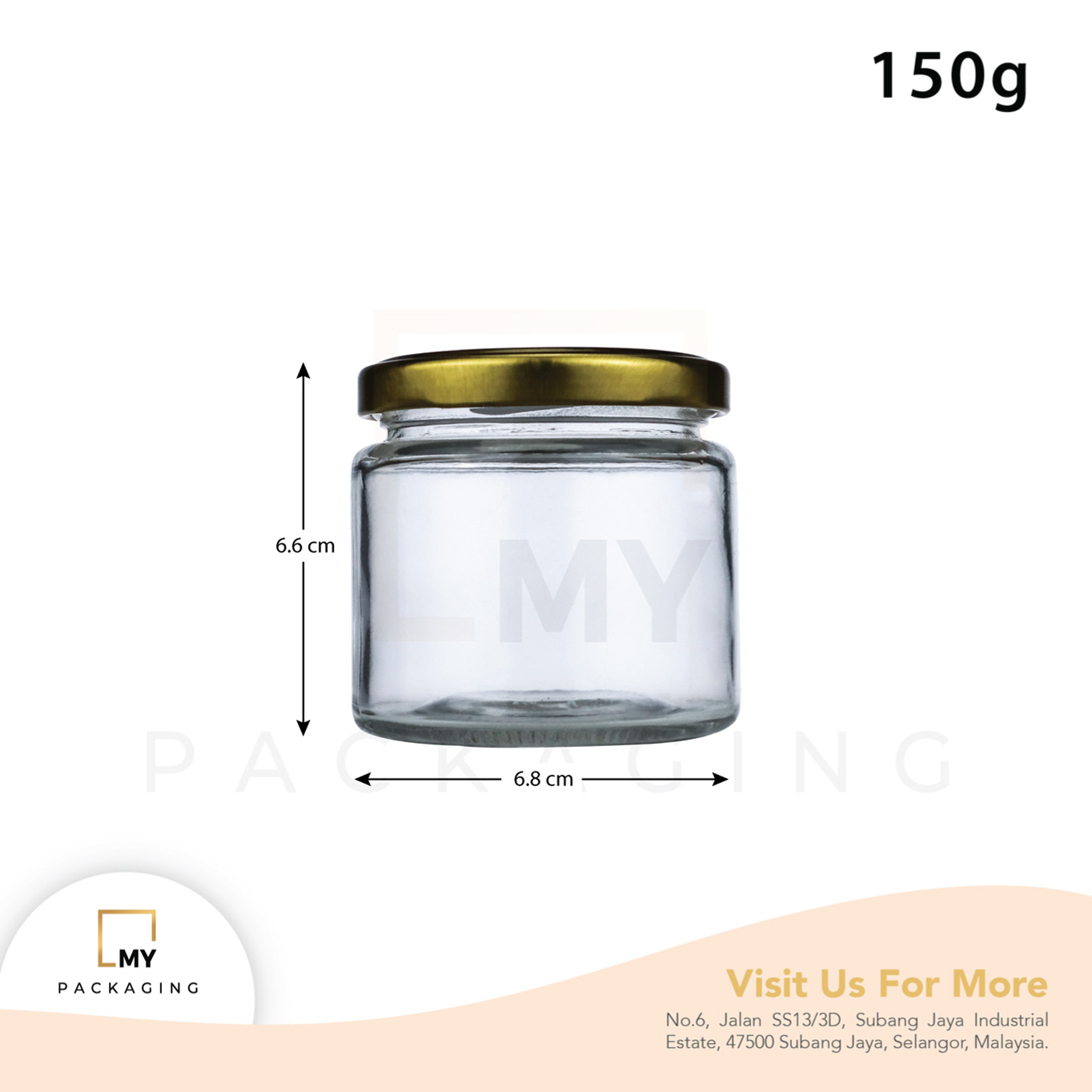 GLASS JAR GOLD/SILVER CAP 150ML- FOOD JAR - My Packaging ...